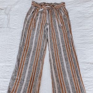 Jolt Blue Tie Waist Linen Pants